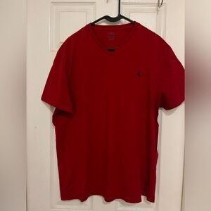 Men’s XL POLO BY Ralph Lauren Red V-Neck Tee Shirt